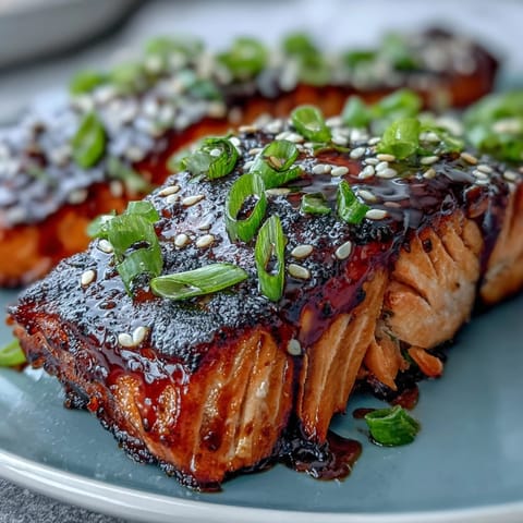 A close-up of Maple Soy Glazed Salmon beside colorful broccoli, snap peas, and bell peppers.