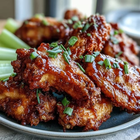 Crispy golden Fried Chicken Wings, coated in seasoned flour, served with tangy blue cheese and fresh celery sticks.