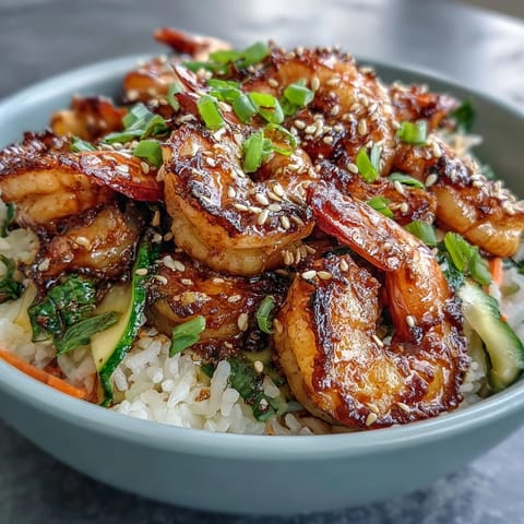 Colorful edamame, carrots, and cucumber add crunch to the vibrant Asian Shrimp Bowl dinner.