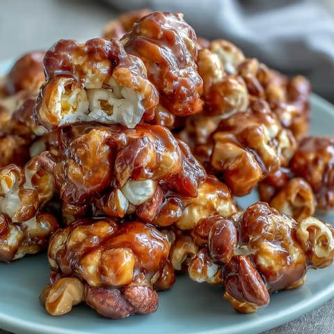 Sweet and salty baseball season popcorn mix with peanuts and caramel, perfect for game day snacking.  