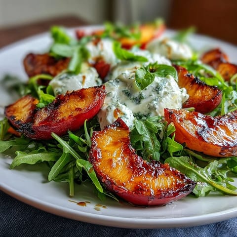 Grilled Peach Burrata Honey Salad
