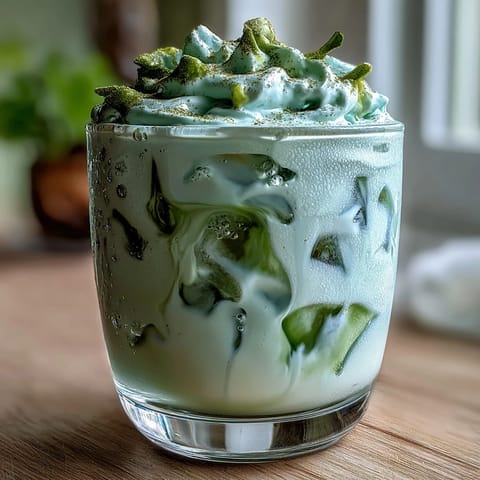 Mother's Day Iced Matcha Latte with dreamy vanilla cold foam.