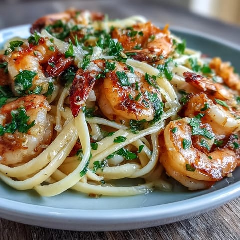 Classic shrimp scampi linguine, perfect for an easy, elegant weeknight dinner.