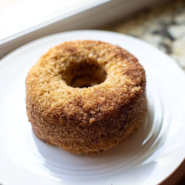 Close-up of golden apple cider donuts, dusted with cinnamon, ready to eat for breakfast.