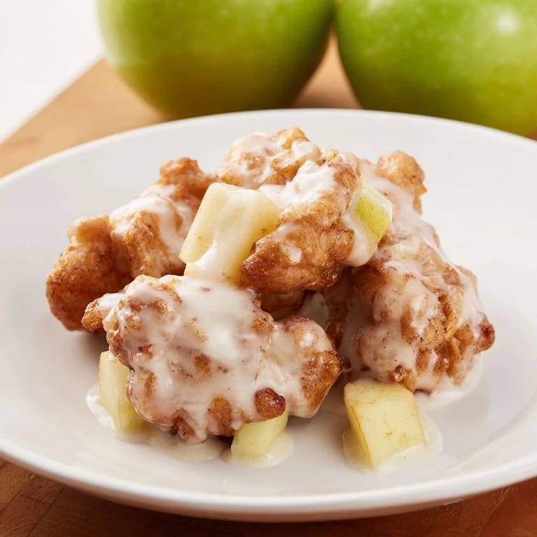 Crispy-fried Apple Fritters offering a delightful contrast of textures: tender apples inside, crunchy outside.