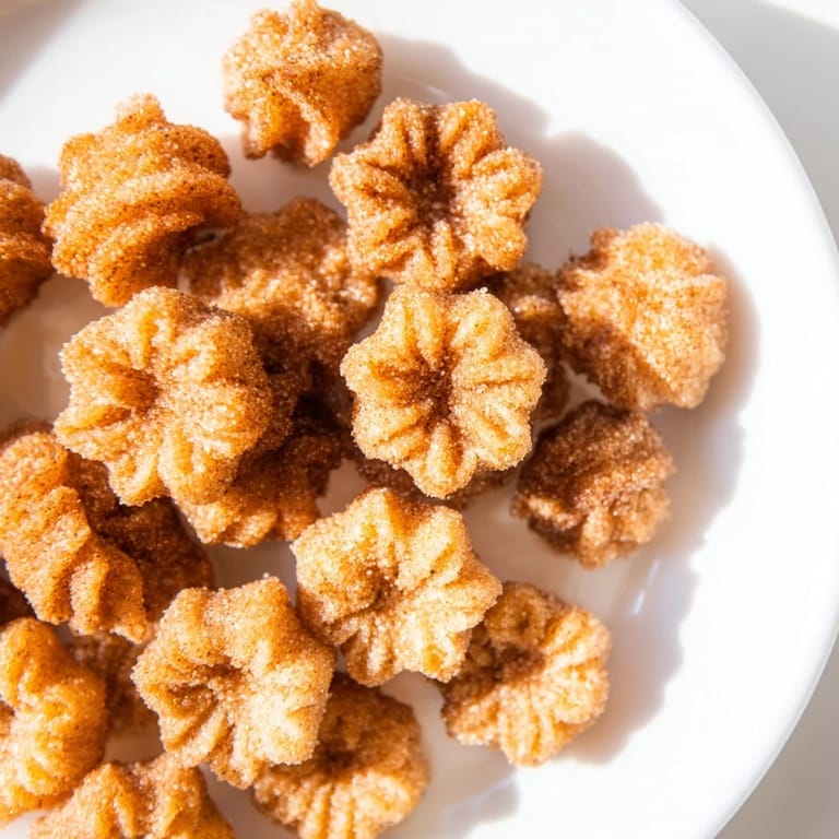 Warm Churro Bites: Crispy, fluffy mini churros coated in sweet cinnamon and ready for dipping.