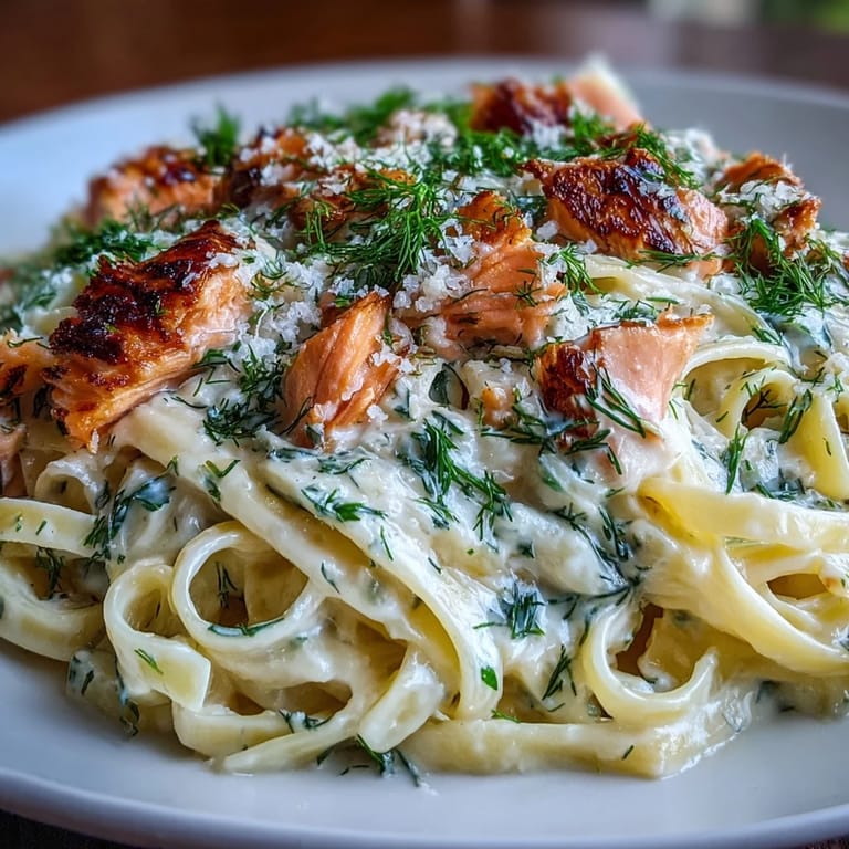 Flaked hot-smoked salmon nestled in The Best Creamy Salmon Pasta, glistening with lemon zest and fresh herbs.