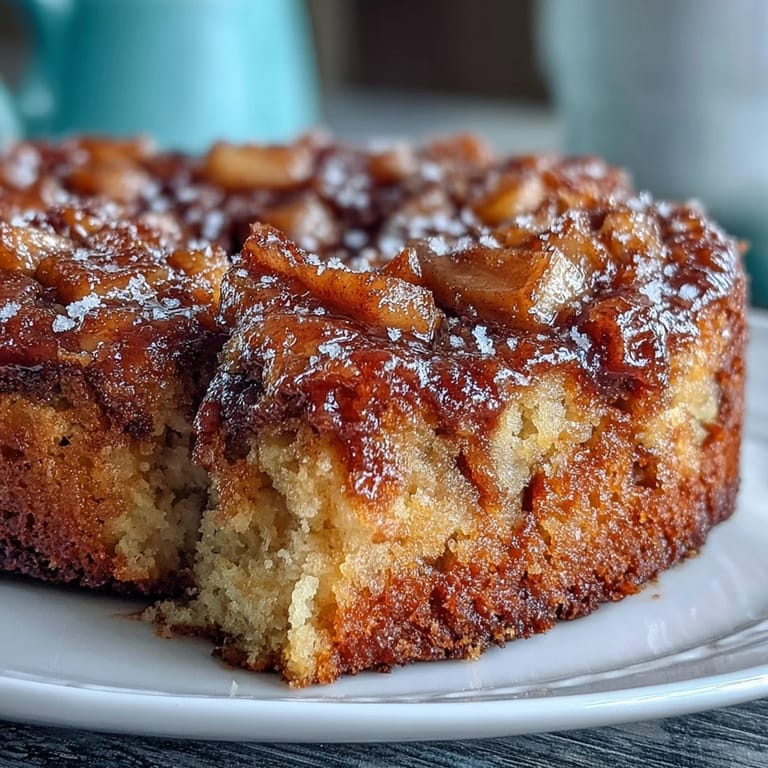 A slice of moist Baked Apple Cake on a plate, ready to be enjoyed with a cup of coffee.
