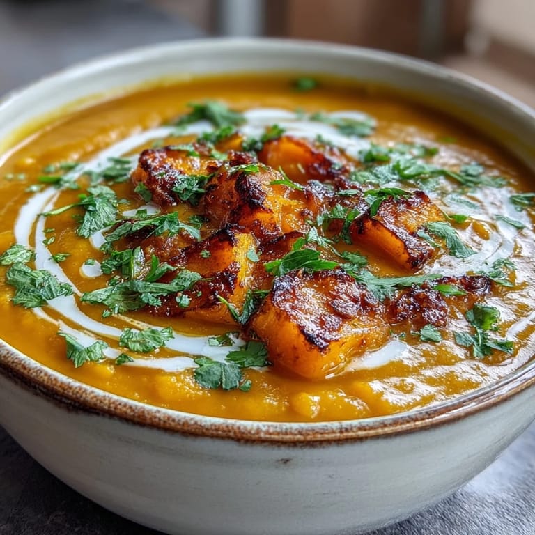 Golden roasted butternut squash and red lentils blended into a velvety Butternut Squash and Lentil Soup.