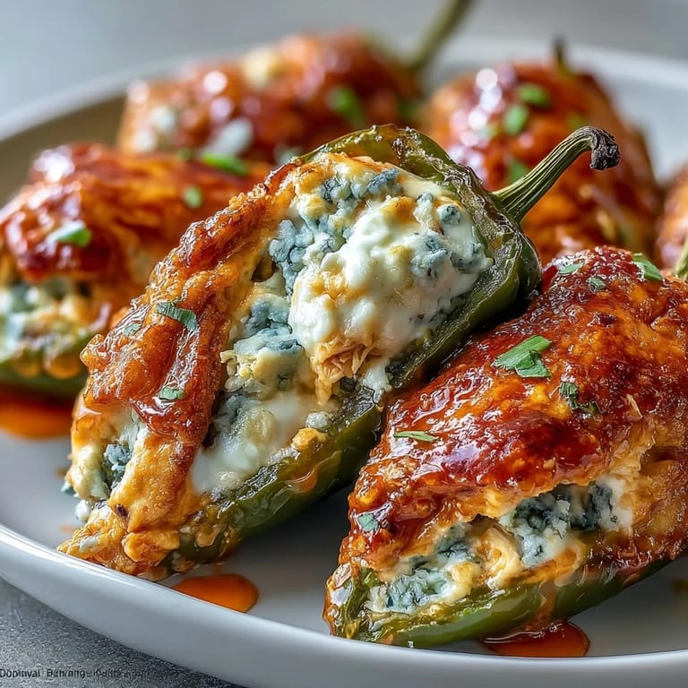 Sizzling Buffalo Wing Poppers served hot with celery sticks and extra drizzle.