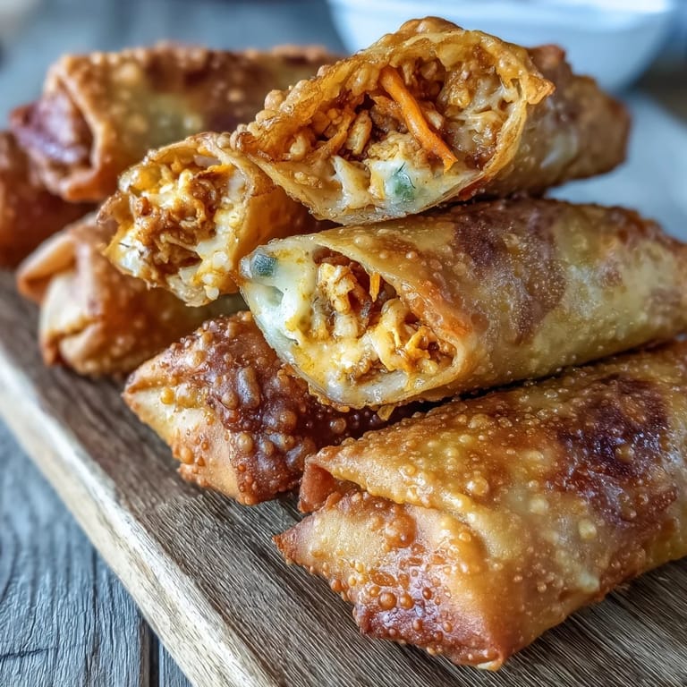 Buffalo Chicken Egg Rolls on a white plate with celery sticks and carrot sticks.