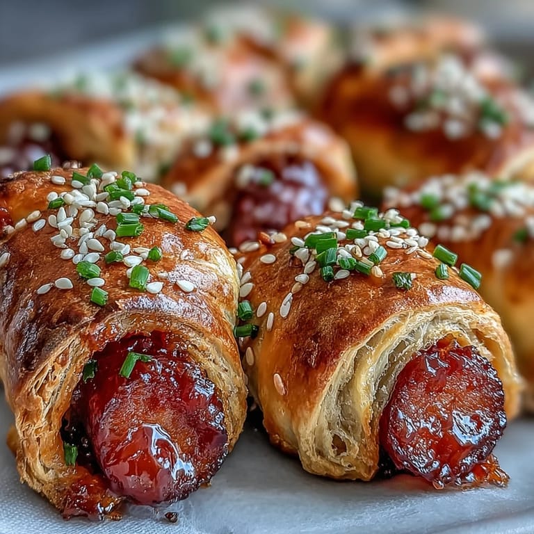 Freshly baked Pepper Jelly Hogs in a Blanket paired with a dipping bowl of spicy pepper jelly.