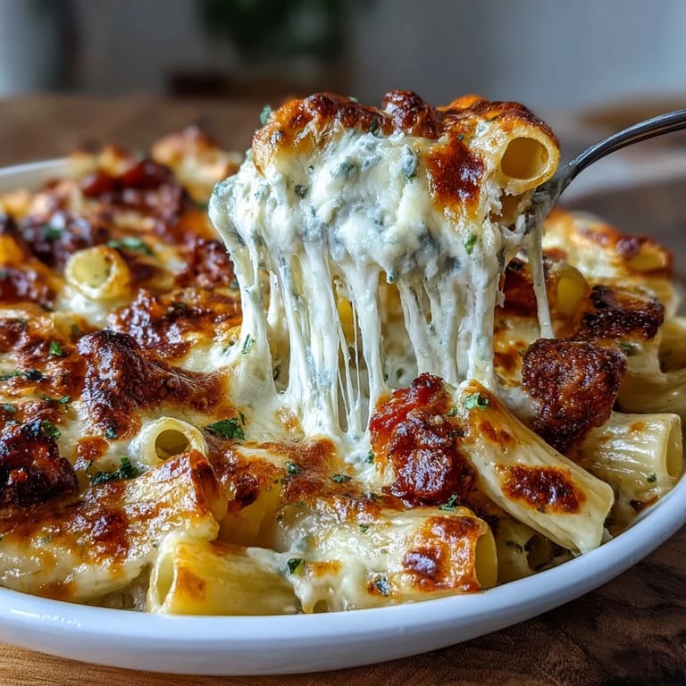 Family-friendly One-Pot Cheesy Pasta Bake featuring gooey melted mozzarella and cheddar over al dente pasta.