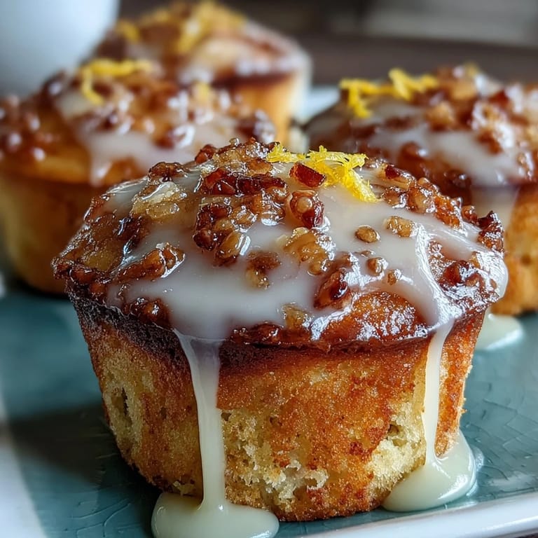 Golden, tender muffins bursting with fresh lemon zest and crunchy poppy seeds, topped with a sweet, tangy glaze for a bakery-style treat.