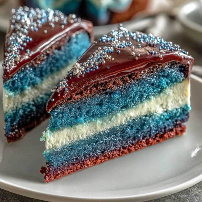 A stunning celestial dessert featuring deep galaxy hues and sparkling star sprinkles, perfect for graduation celebrations.  