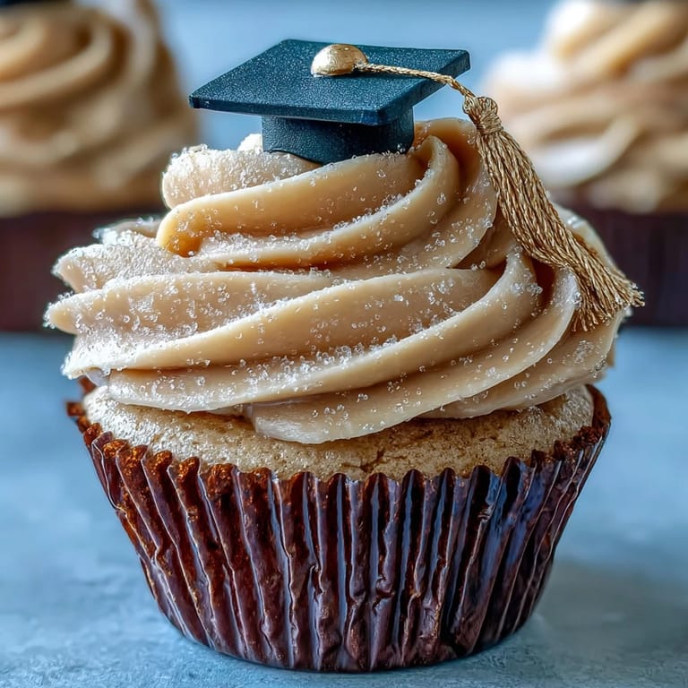 Celebrate with whimsical graduation cupcakes, adorned with handcrafted black and gold edible hats.
