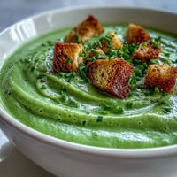 Velvety Cream of Broccoli Soup steaming in a rustic bowl, garnished with fresh chives and croutons.