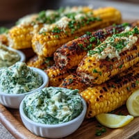 Memorial Day Grilled Corn dish bursting with four vibrant, flavorful herbed butters.